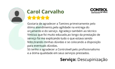 Avaliação de cliente da ControlVell