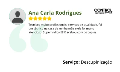 Avaliação de cliente da ControlVell