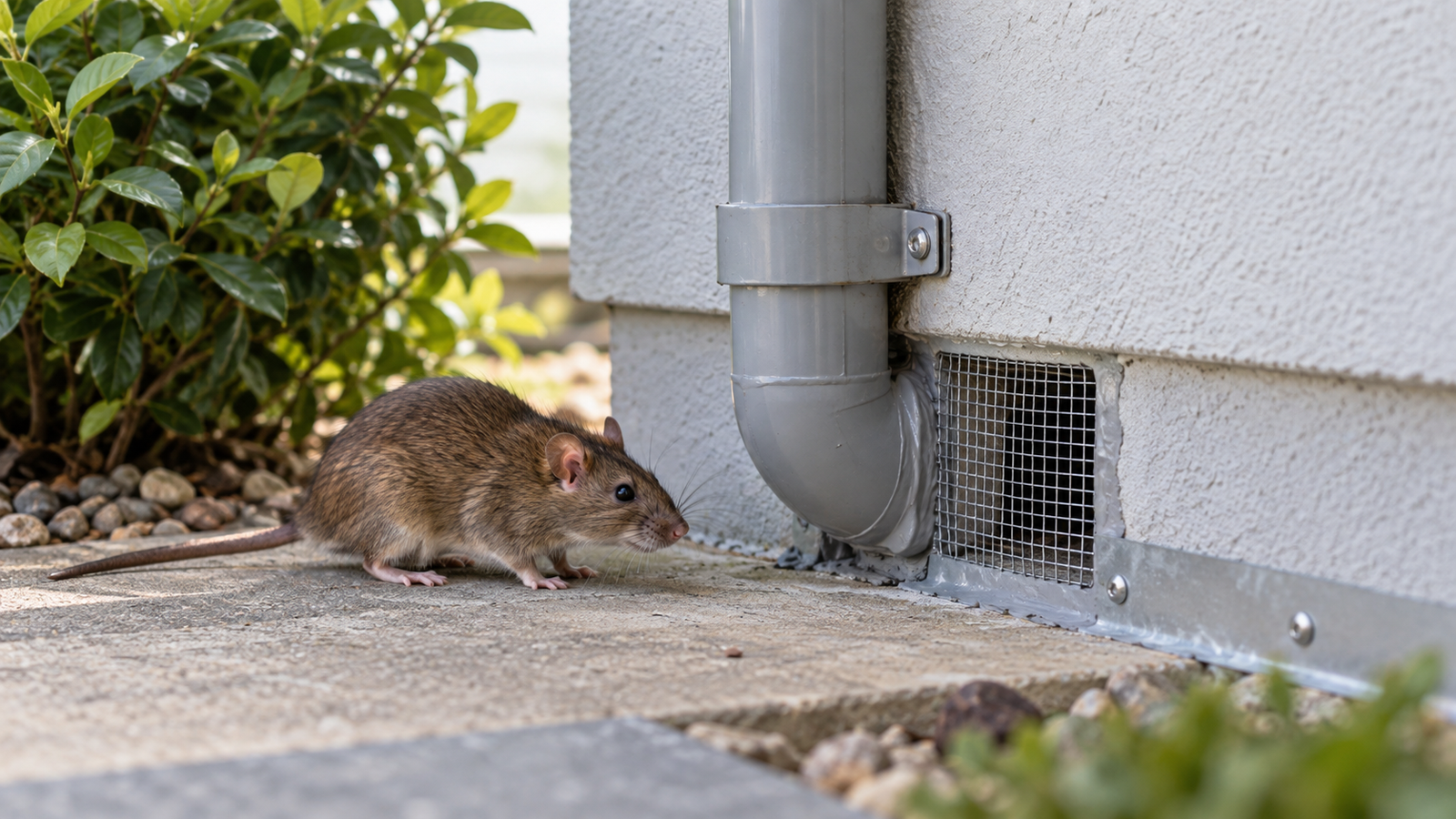 Rato próximo a um ponto de entrada externo de residência