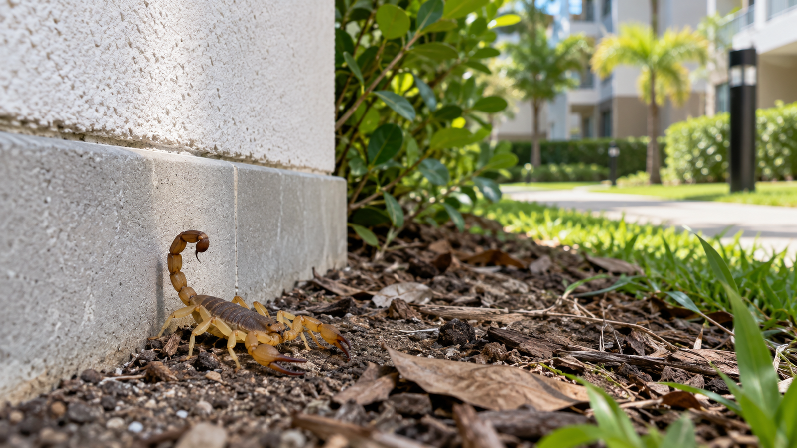 Escorpião em área externa de condomínio